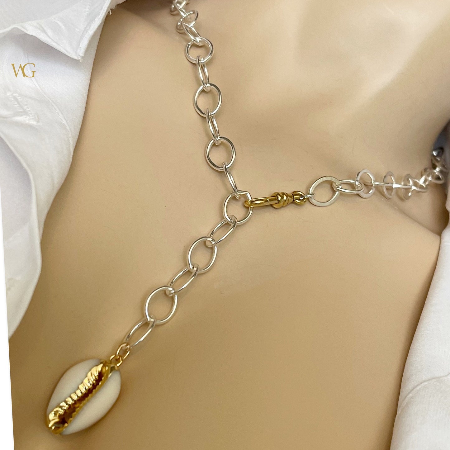 Large Link Statement Charm Necklace — Mixed Babes Collection