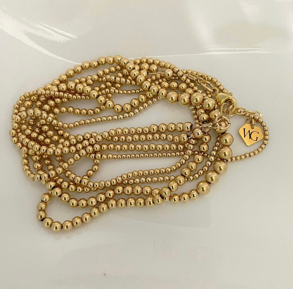 14k Gold Filled Double-Strand Waist Beads – Smooth Bead Detail