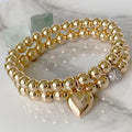 Gold filled heart charm bracelet detail