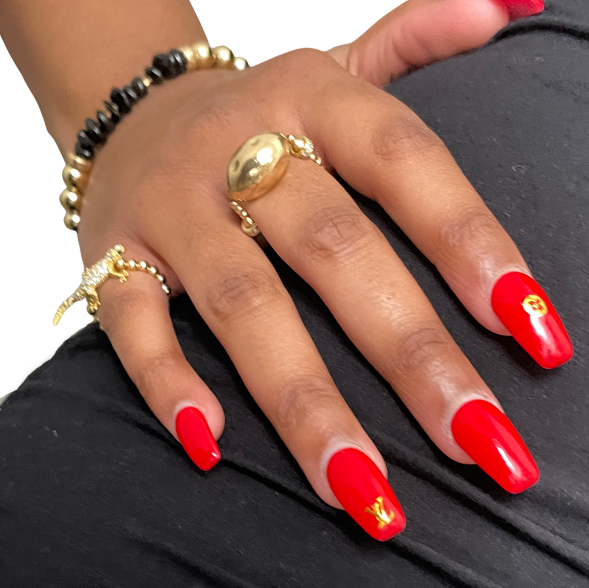 14k Gold Filled Beaded Stretch Ring — Pavé Lizard Statement Ring