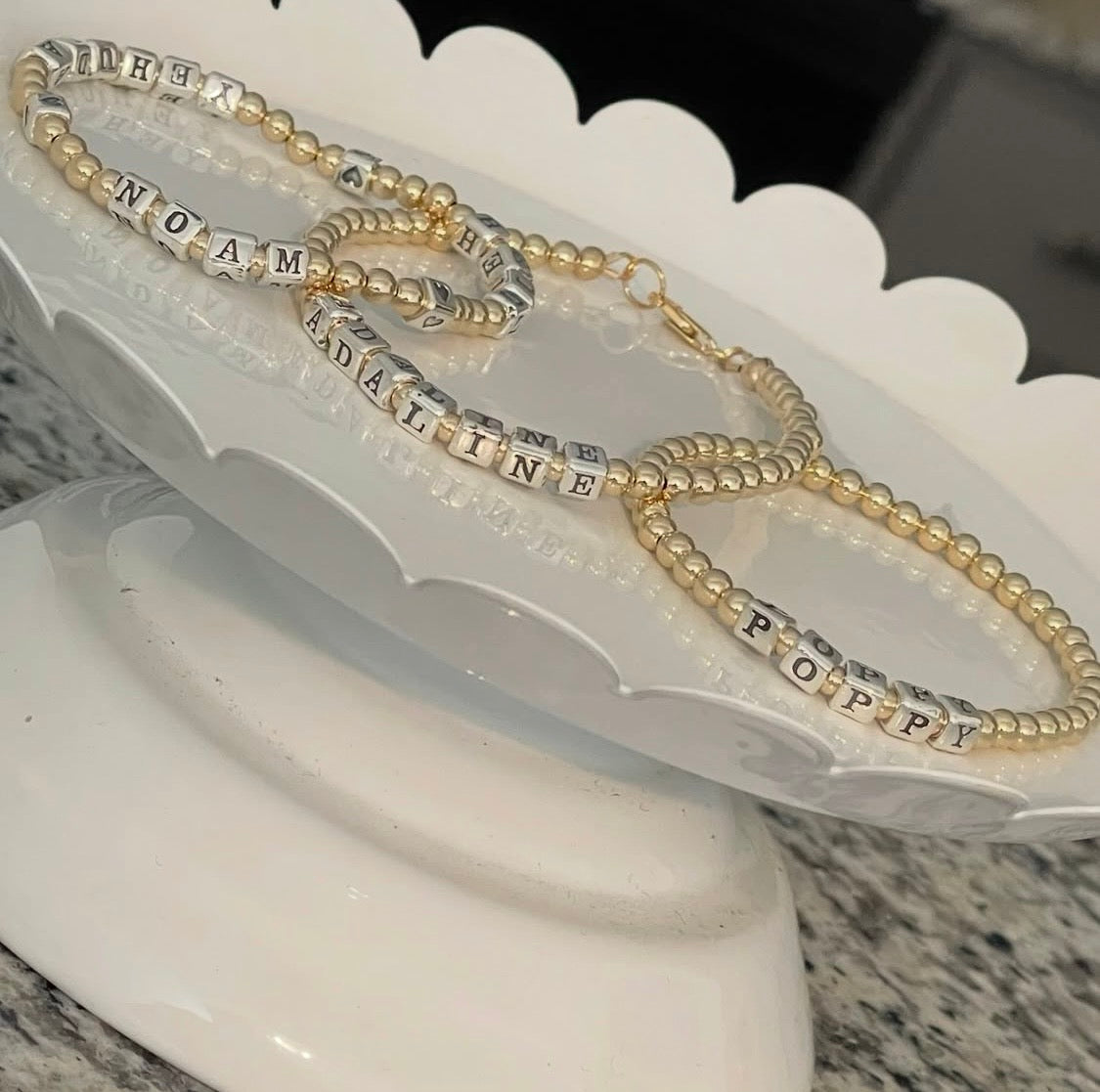 14k Gold Filled Name Bracelet – Custom Stretch Design