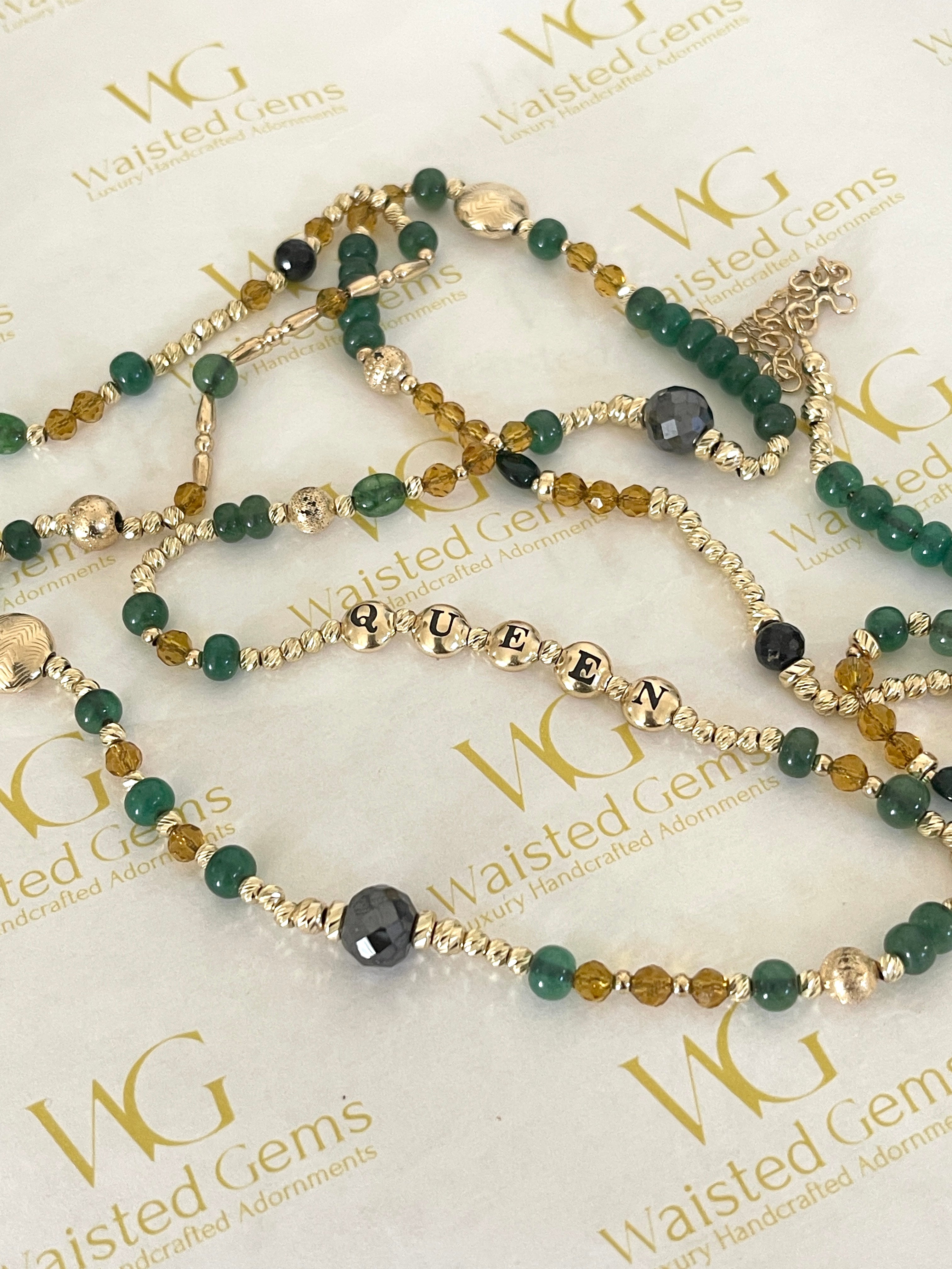 The Queen — Bespoke 14k Solid Gold Gemstone Waist Bead