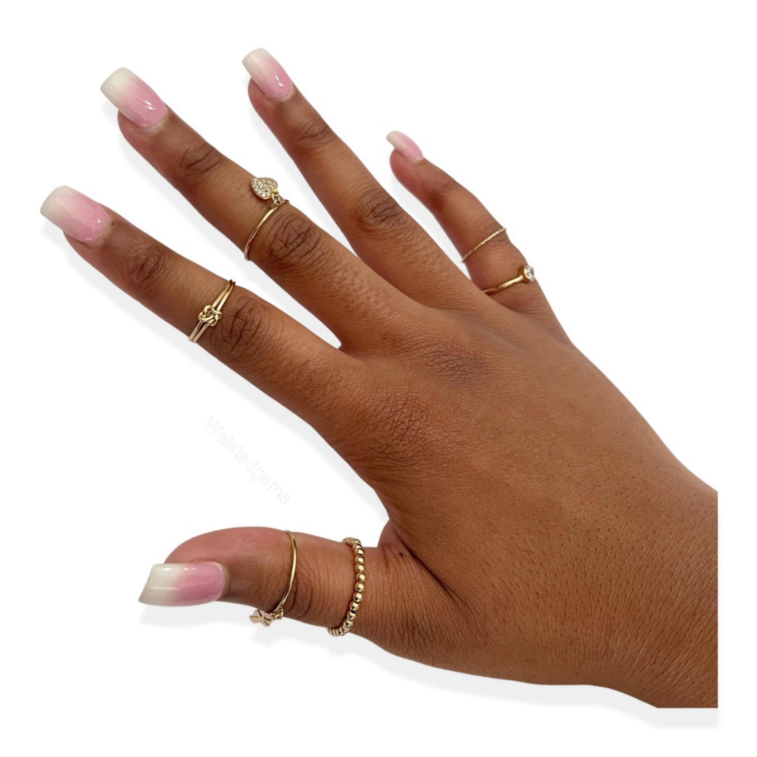 14k Gold Beaded Stretch Ring – Minimalist Stacking Ring in Solid Gold or Gold Filled