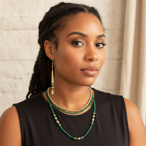 14k Gold Filled Emerald Leaf Drop Earrings – Dangle Design