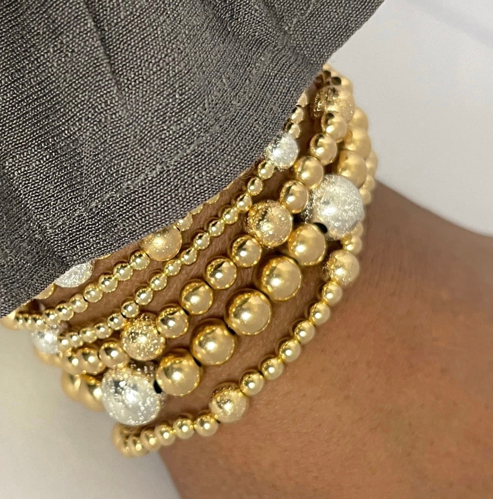 14k Gold Filled & Sterling Silver Stacking Bracelets – Two-Tone 3-Piece Set