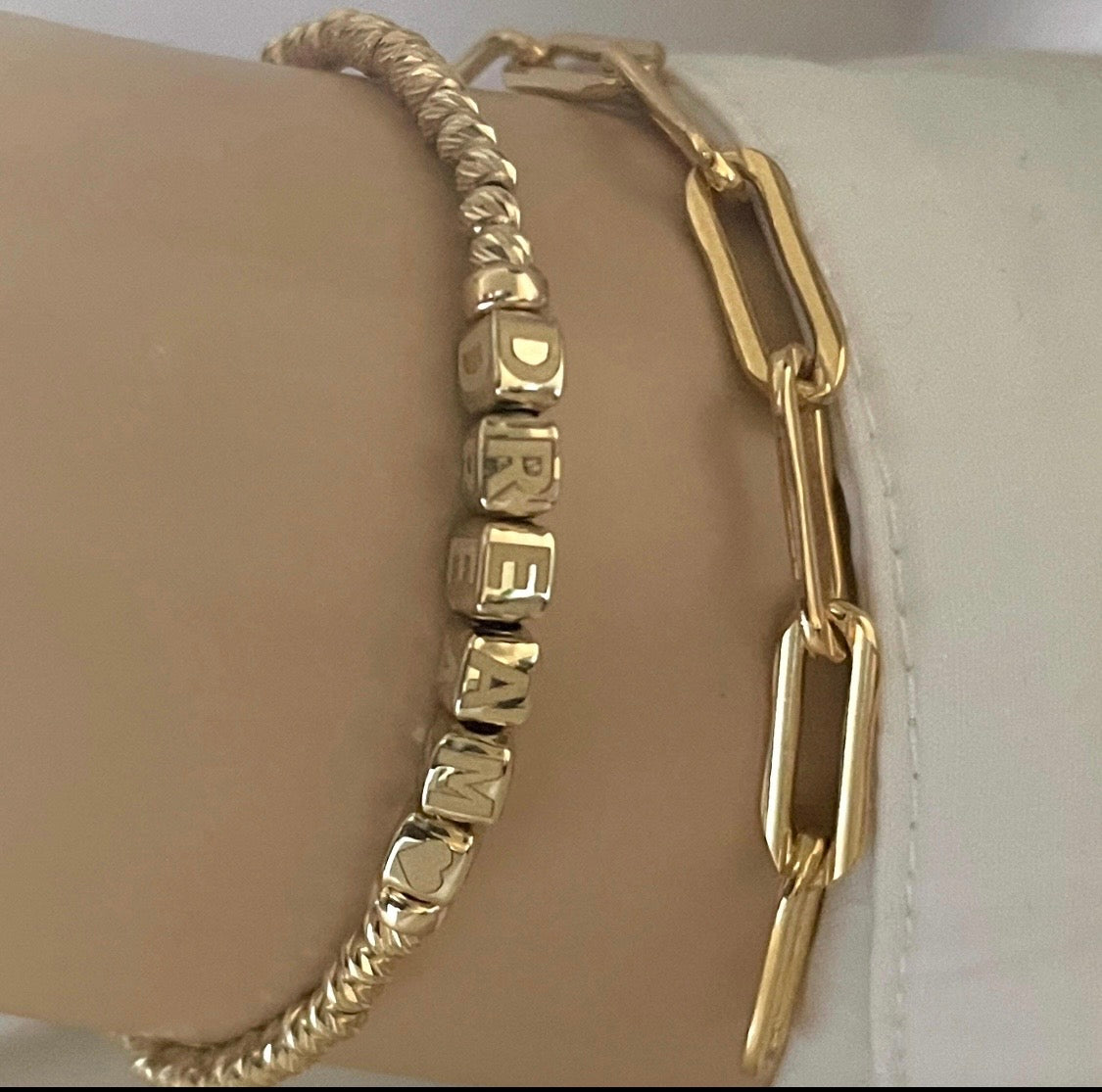 Personalized Name Bracelet on wrist