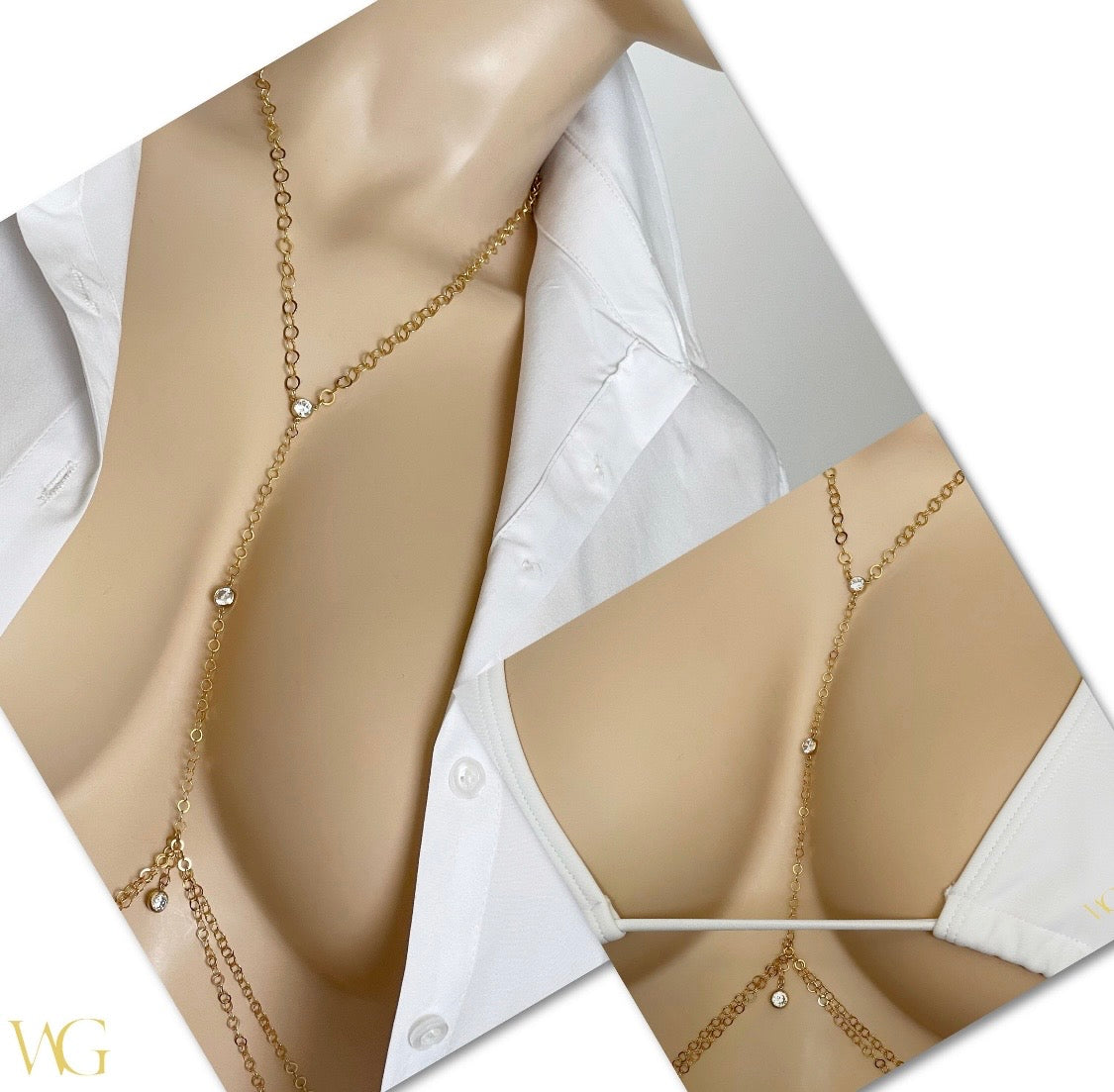 White Topaz Body Chain styled