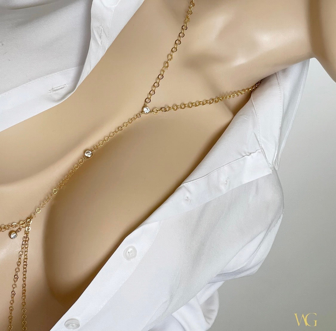 White Topaz Body Chain in gift box
