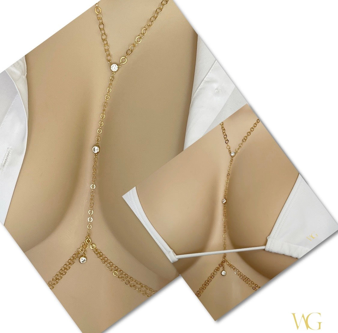 White Topaz Body Chain detail