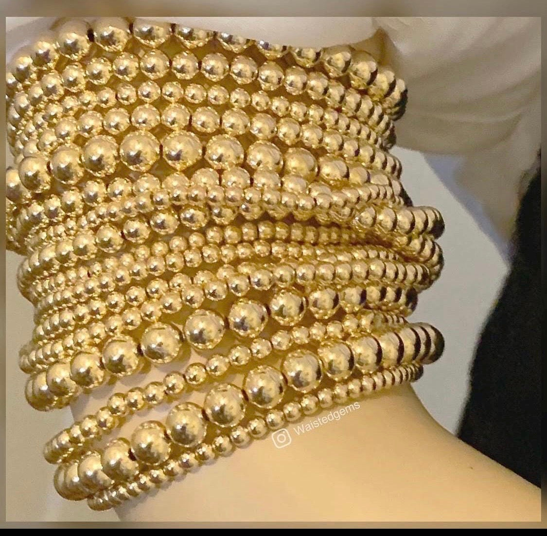 18k Solid Gold 8mm Bead Bracelet in gift box