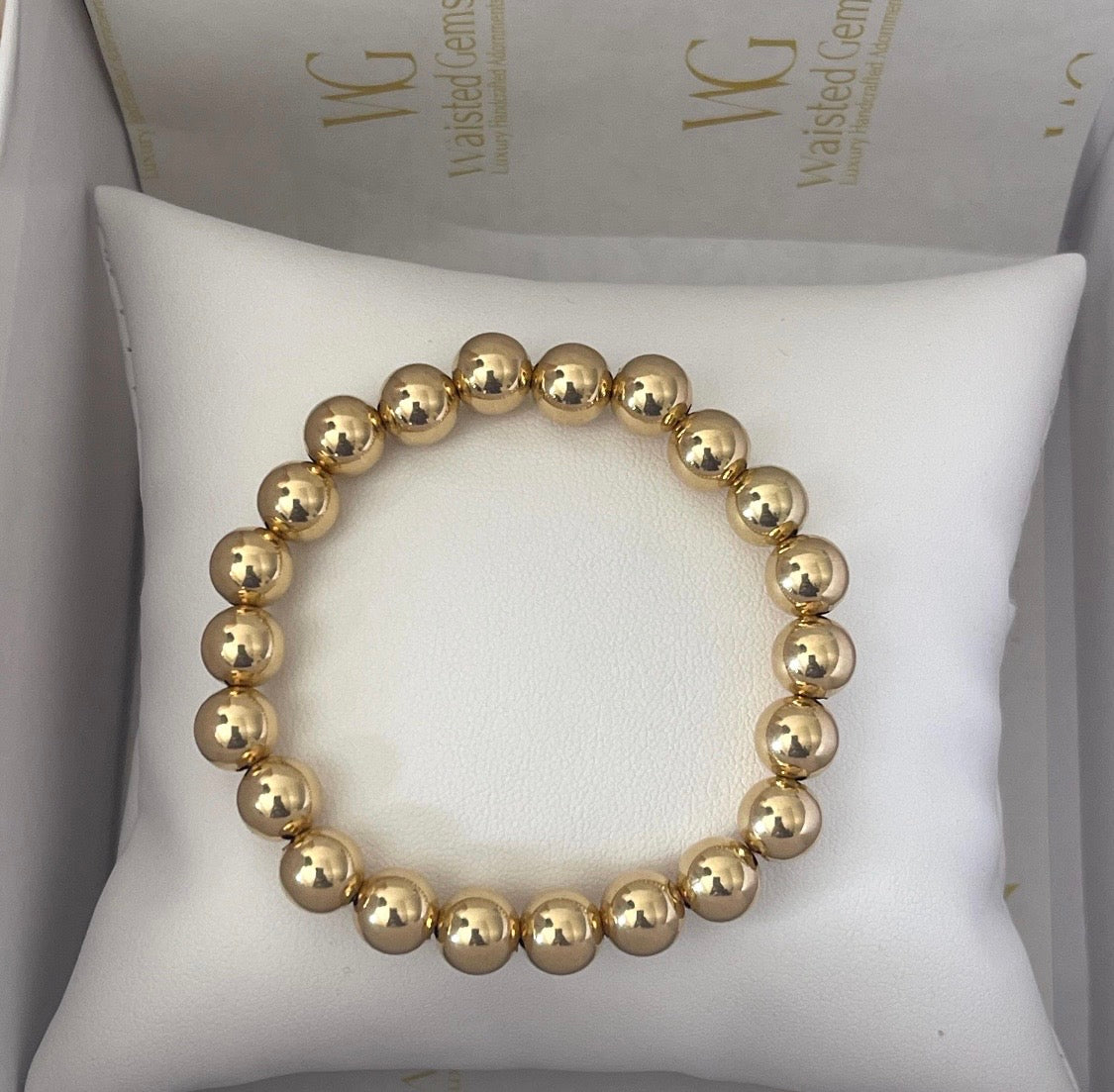 18k Solid Gold 8mm Bead Bracelet