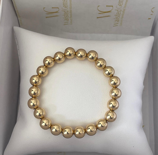 18k Solid Gold 8mm Bead Bracelet