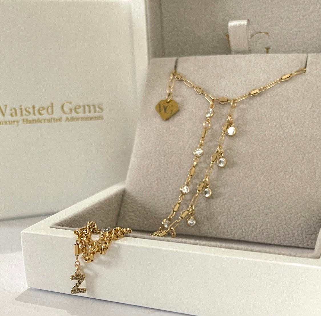 White Topaz Hand Chain in gift box