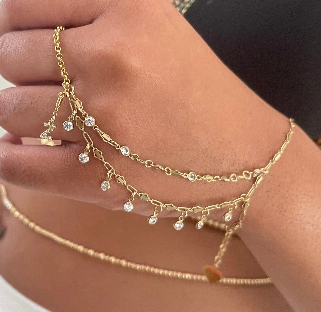 White Topaz Hand Chain styled