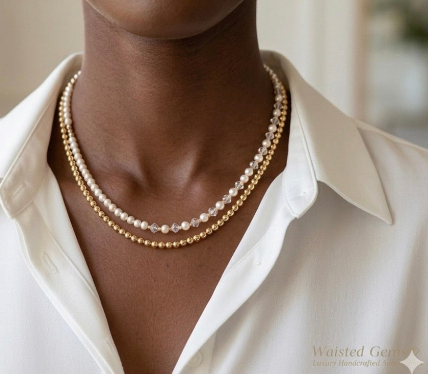 14k Solid Gold Beaded Sphere Necklace