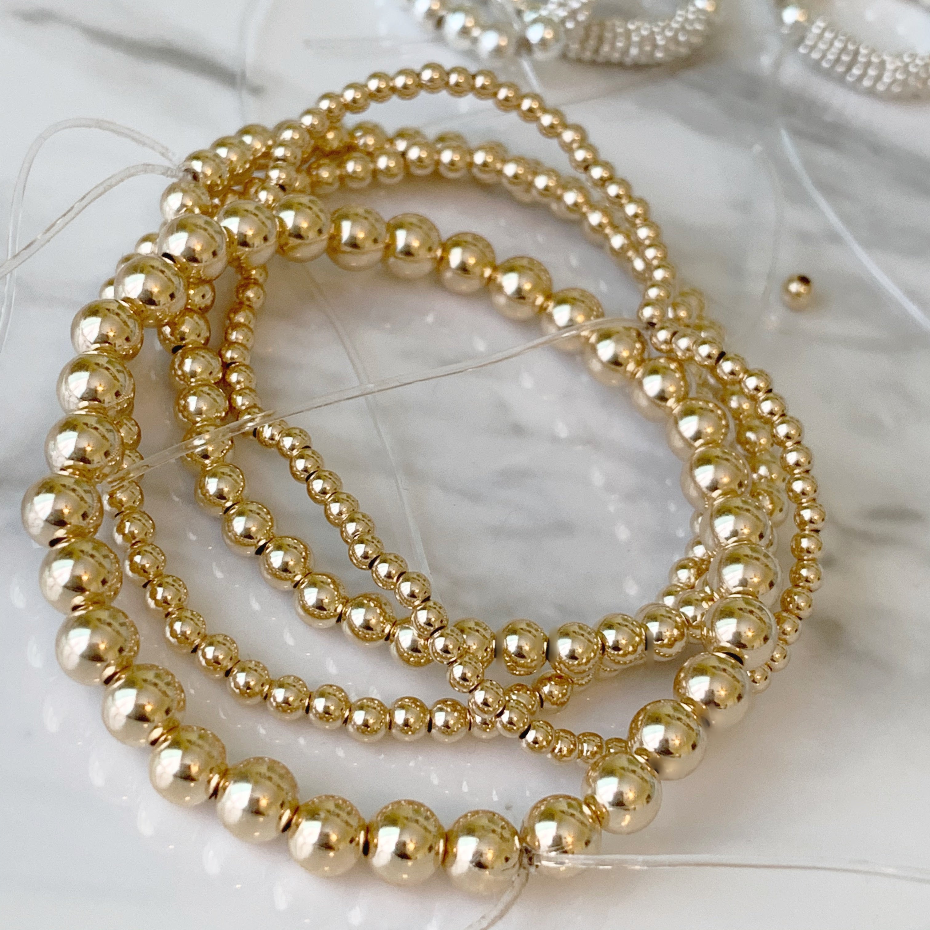 10k Solid Gold Beaded Bracelets – Individual or Full Set