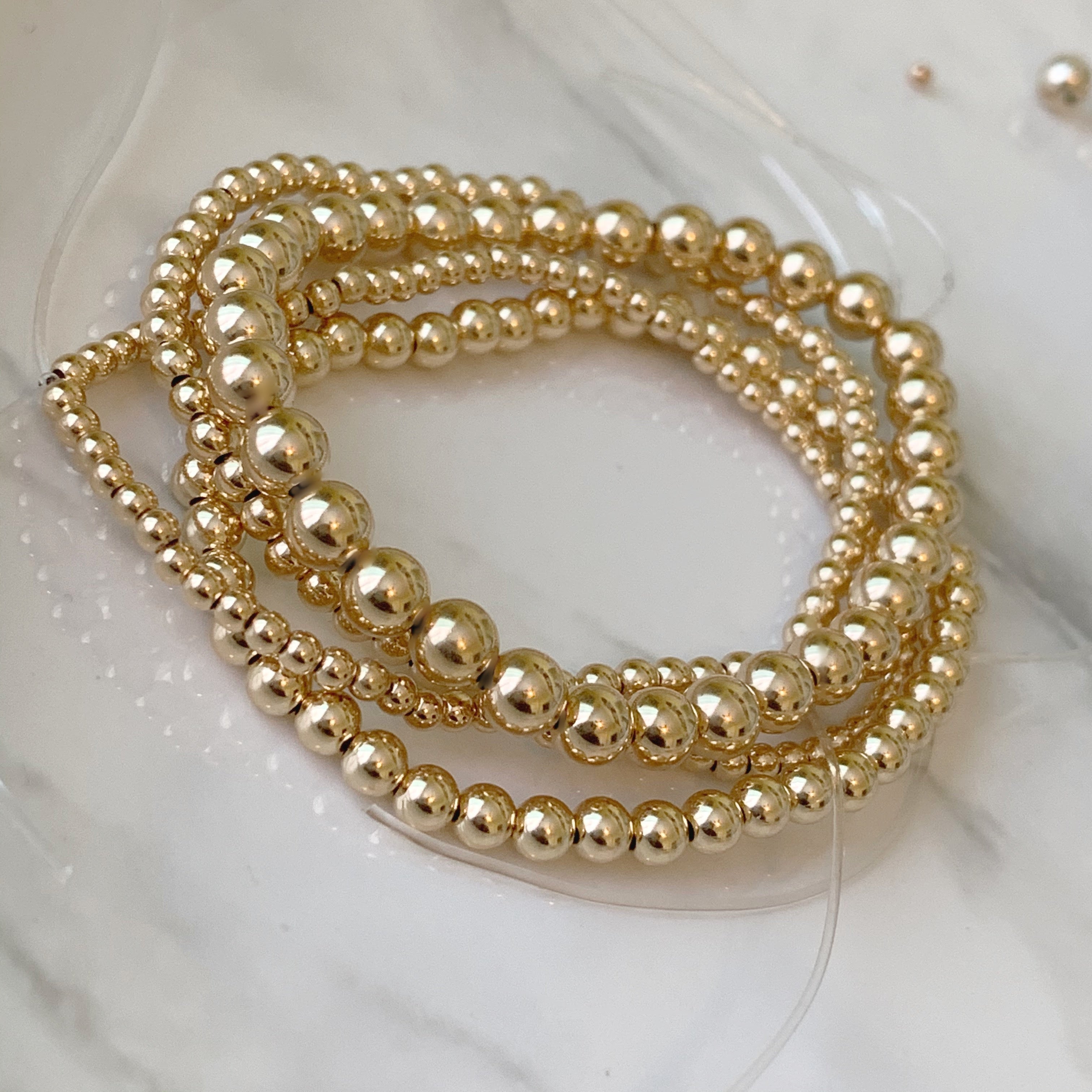 10k Solid Gold Beaded Bracelets – Individual or Full Set