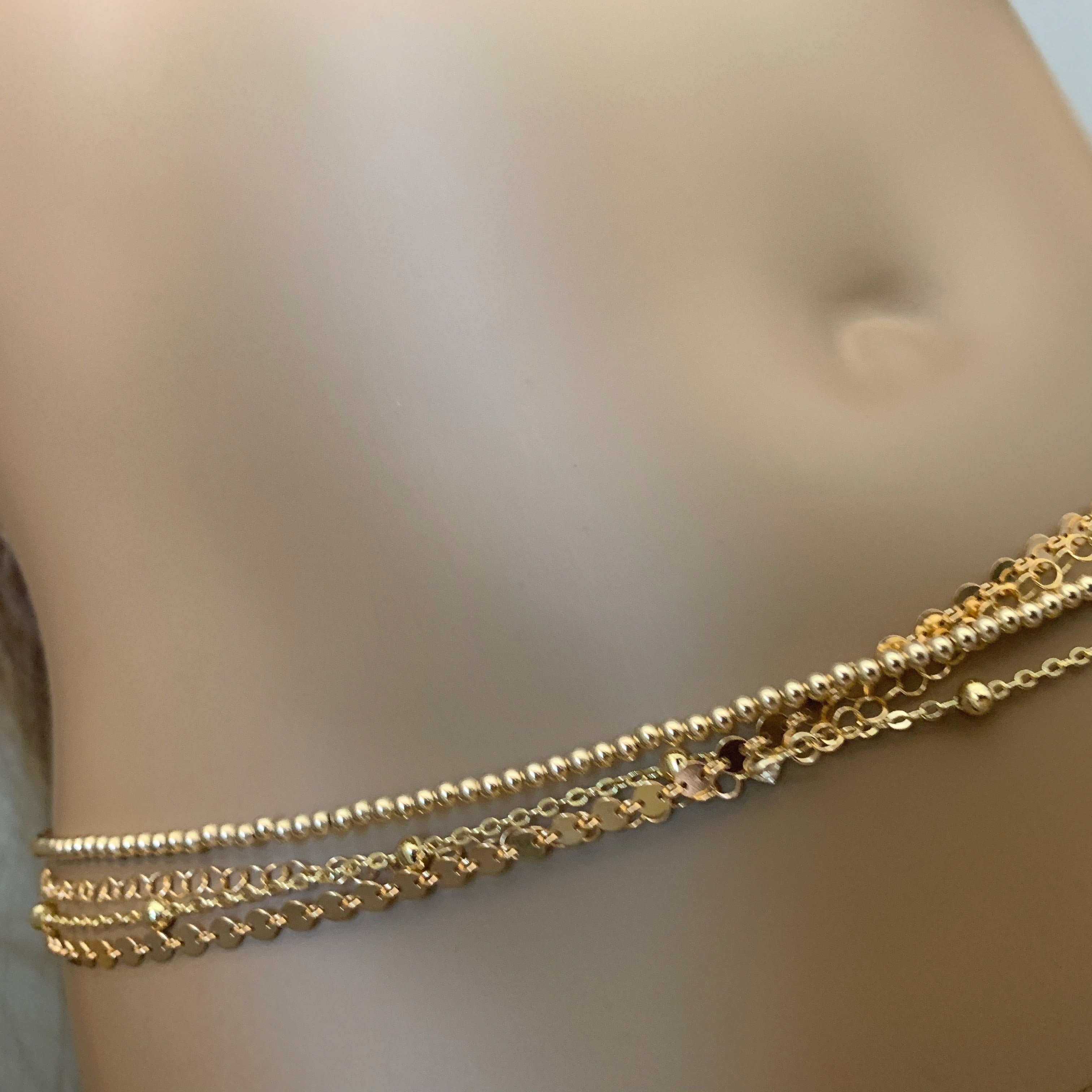 14k Gold Filled Multi -Strand Layered Waist Chain