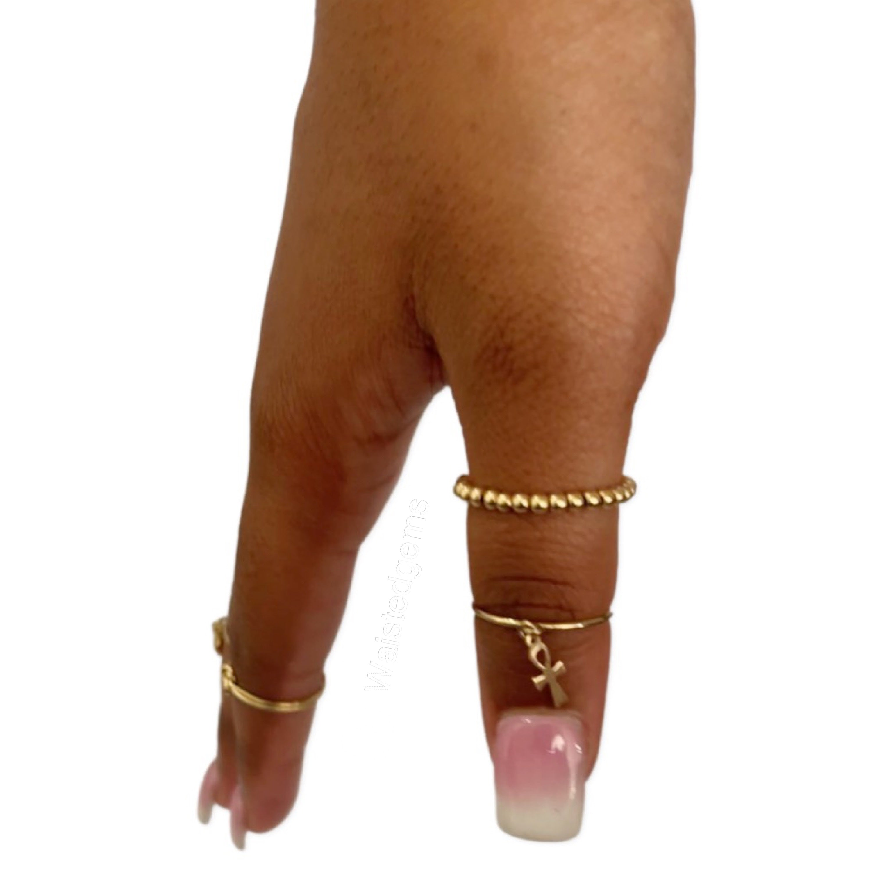 14k Gold Beaded Stretch Ring – Minimalist Stacking Ring in Solid Gold or Gold Filled