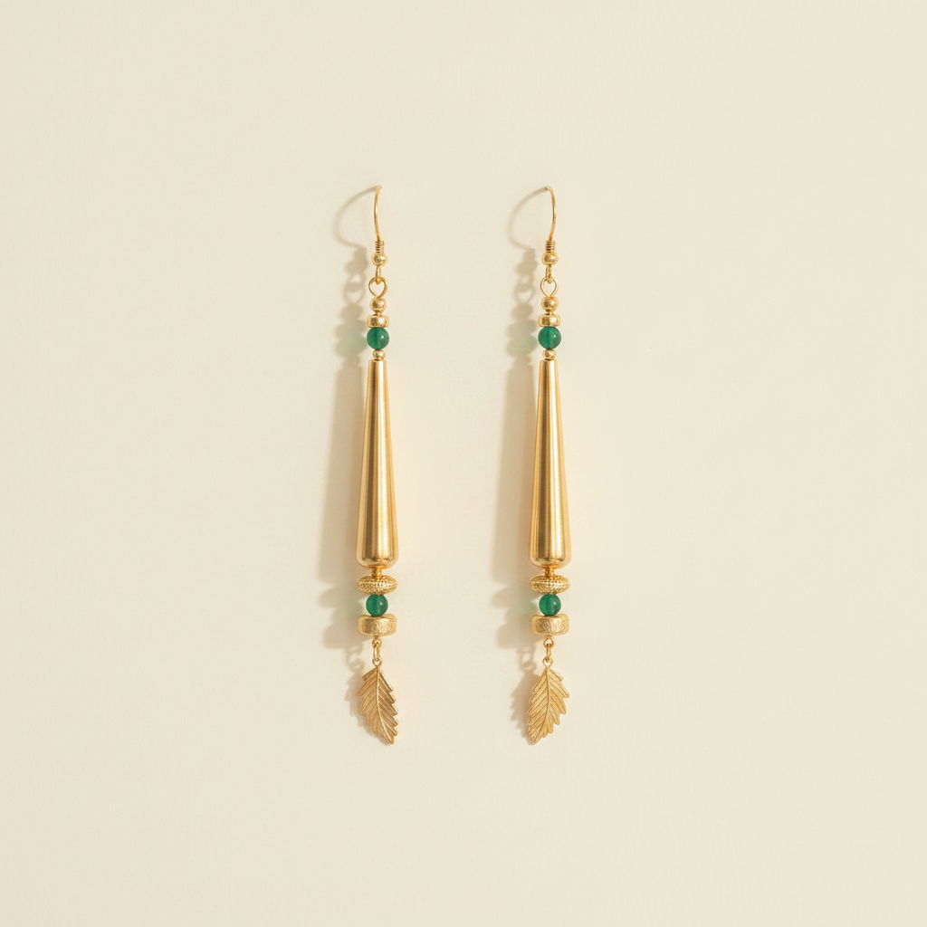 Emerald Leaf Earrings Catalogue Photo