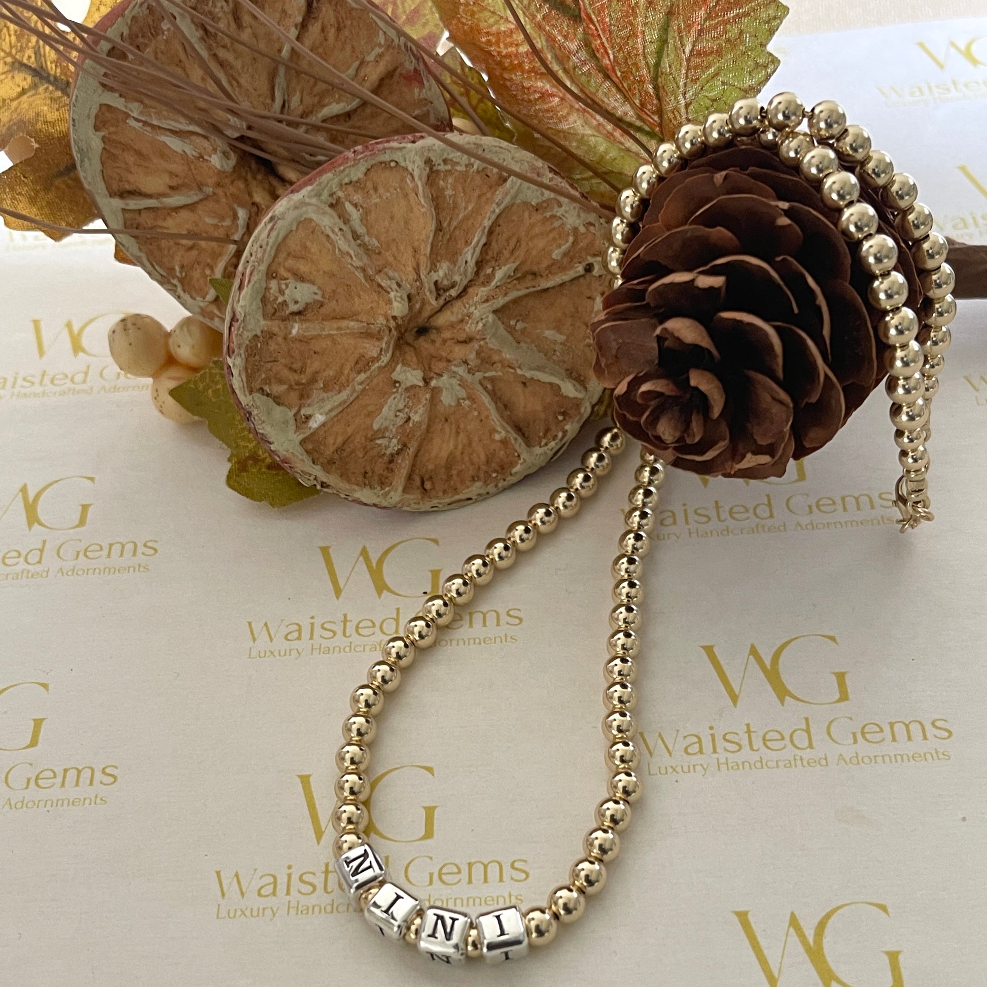 Personalized Gold Name Necklace on neck