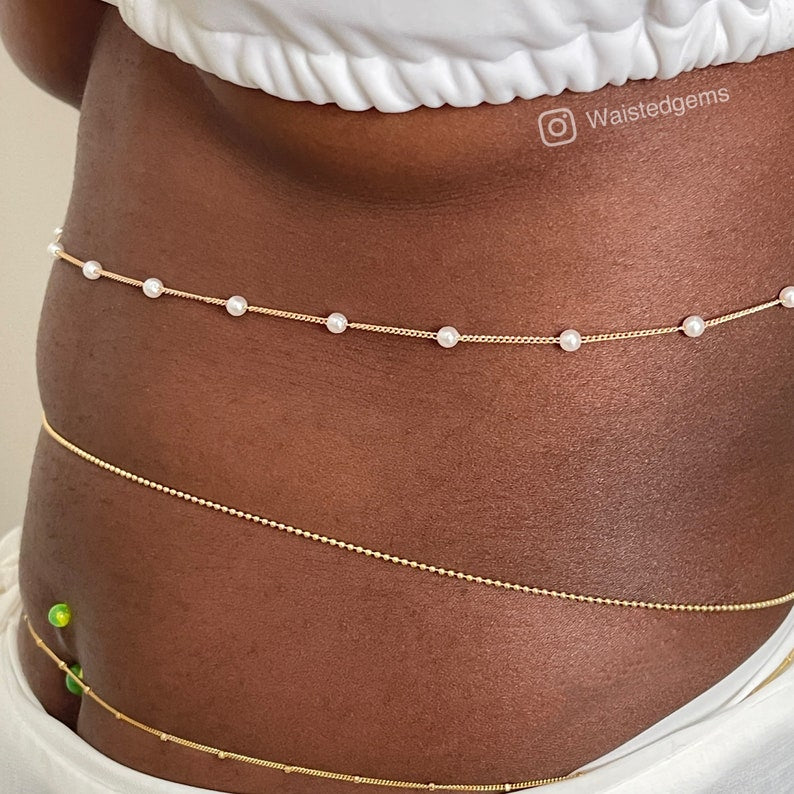 14k Yellow Gold Waist Bead layered