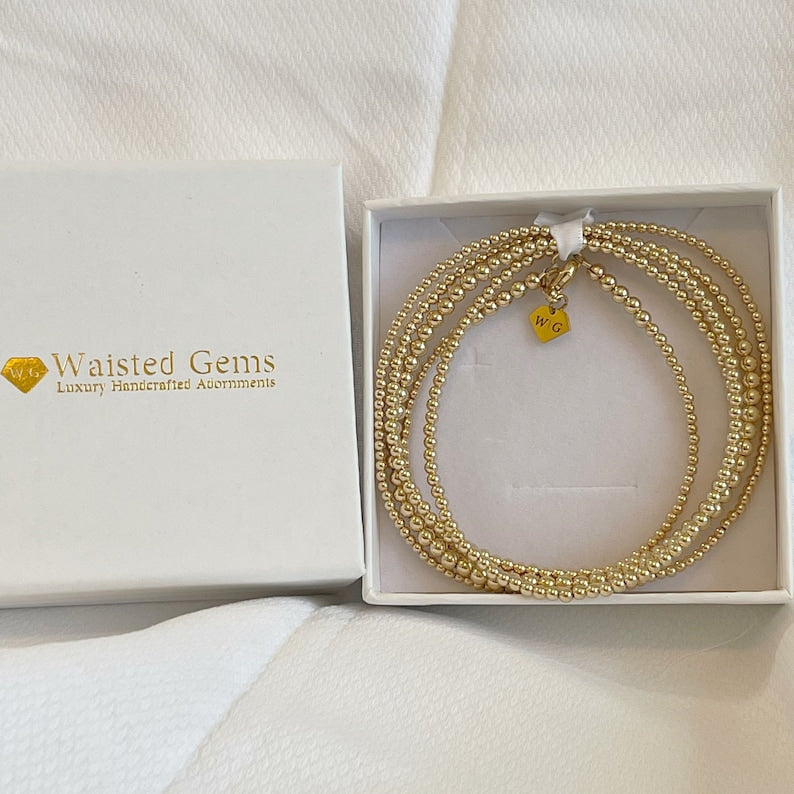 14k Solid Gold Beaded Waist Chain gift box