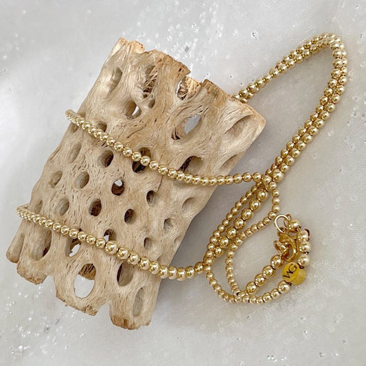 14k Solid Gold Beaded Waist Chain detail