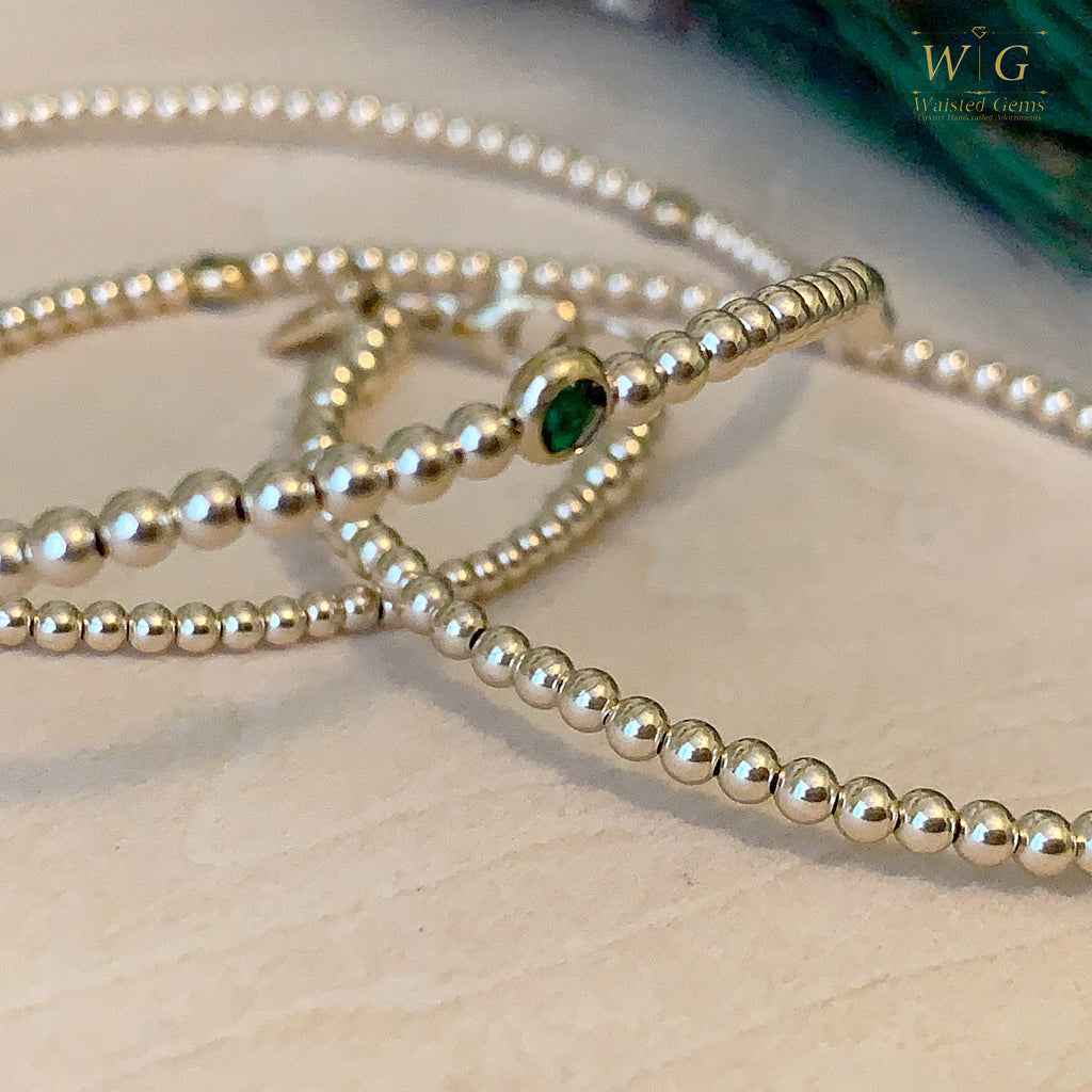 14k Gold Filled Waist Beads – Emerald Accent