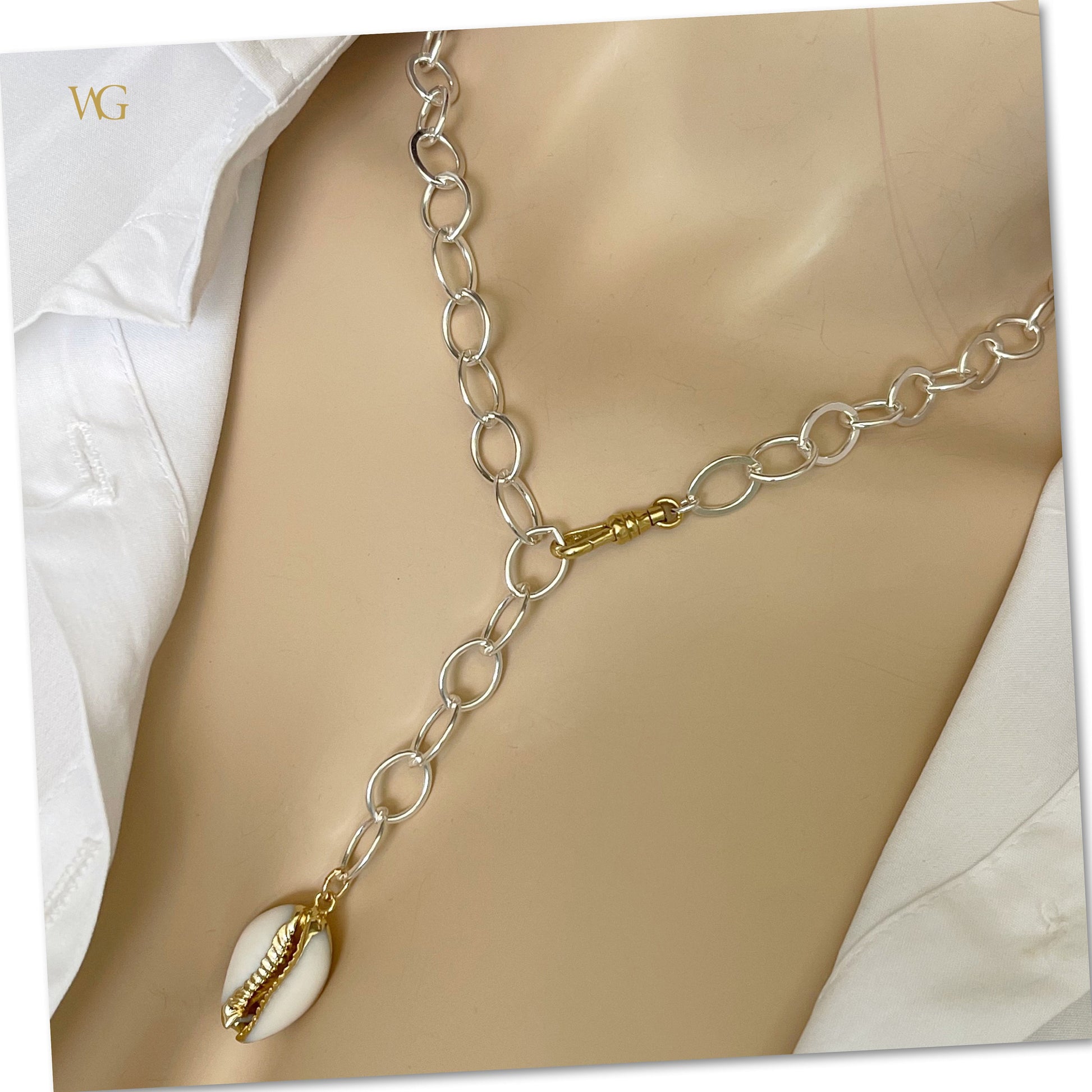 Large Link Statement Charm Necklace — Mixed Babes Collection