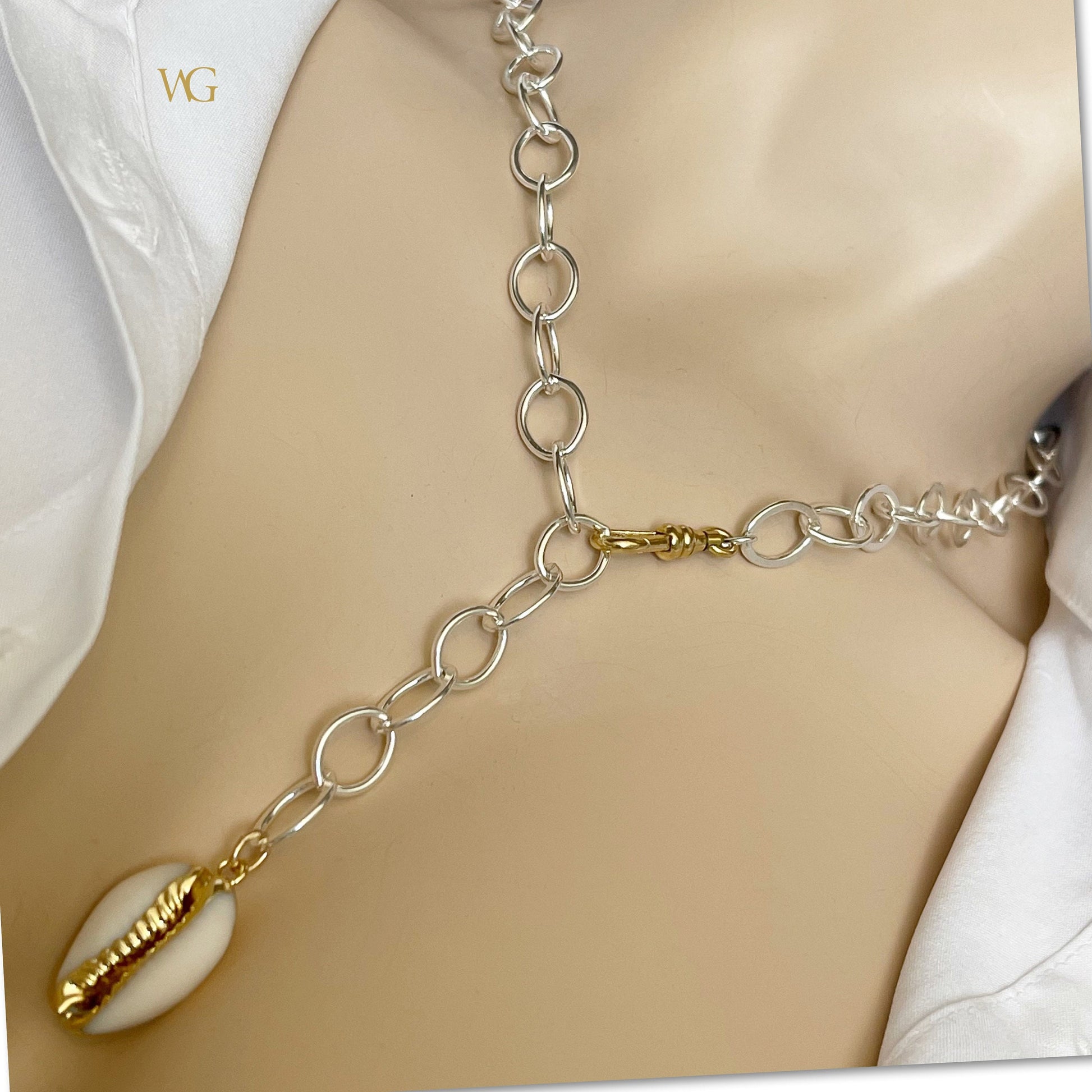 Large Link Statement Charm Necklace — Mixed Babes Collection