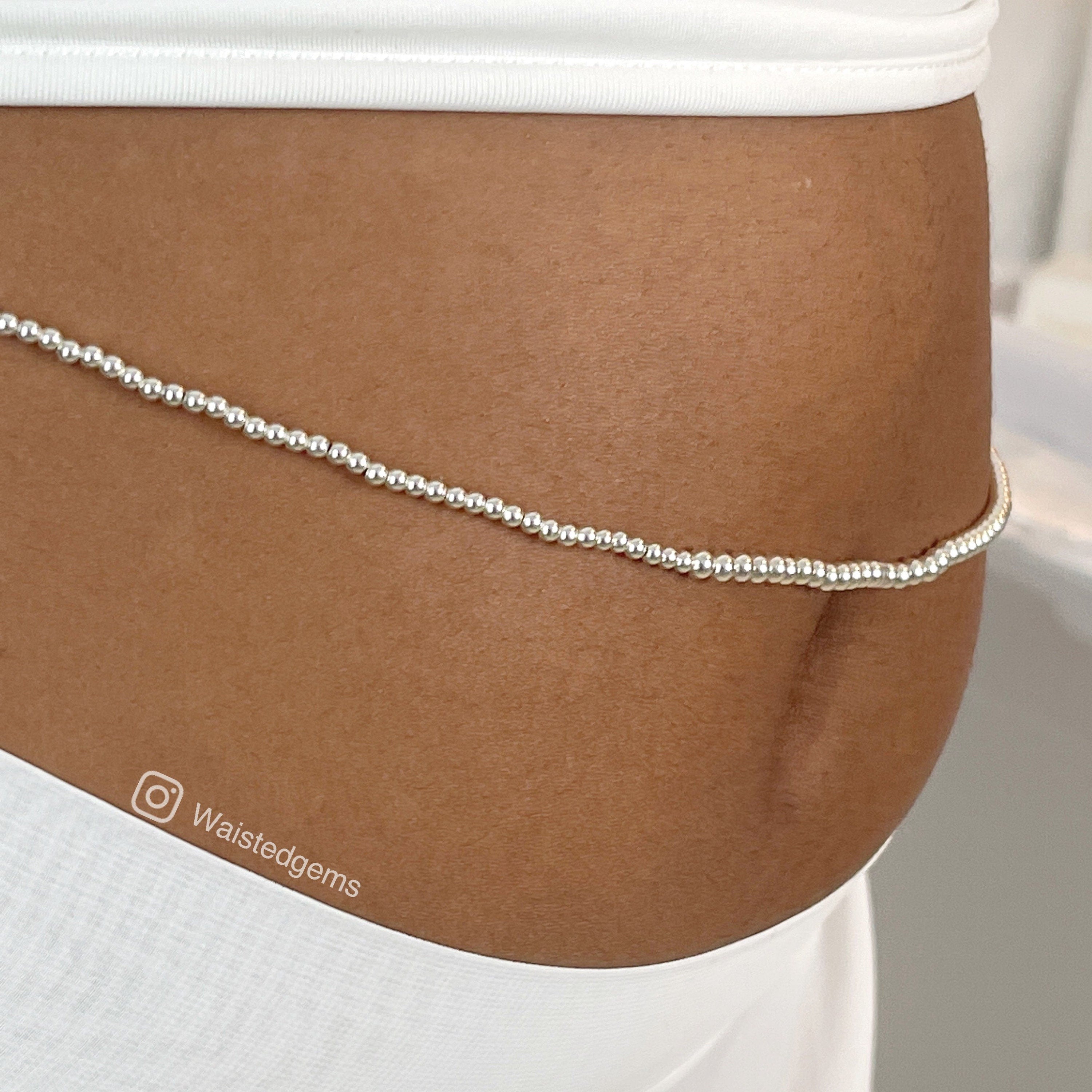 Sterling Silver Waist Beads – Plus Size Fit