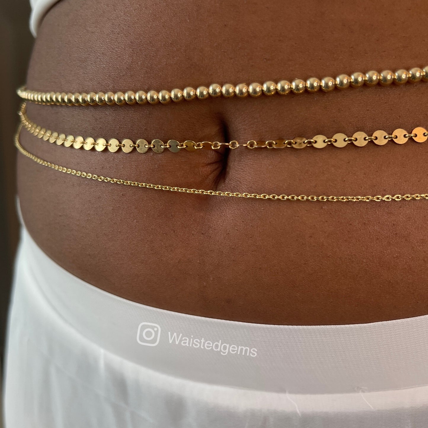 The 14k Solid Gold 2.2mm Diamond Cut Cable Waist Chain — Designer Collection