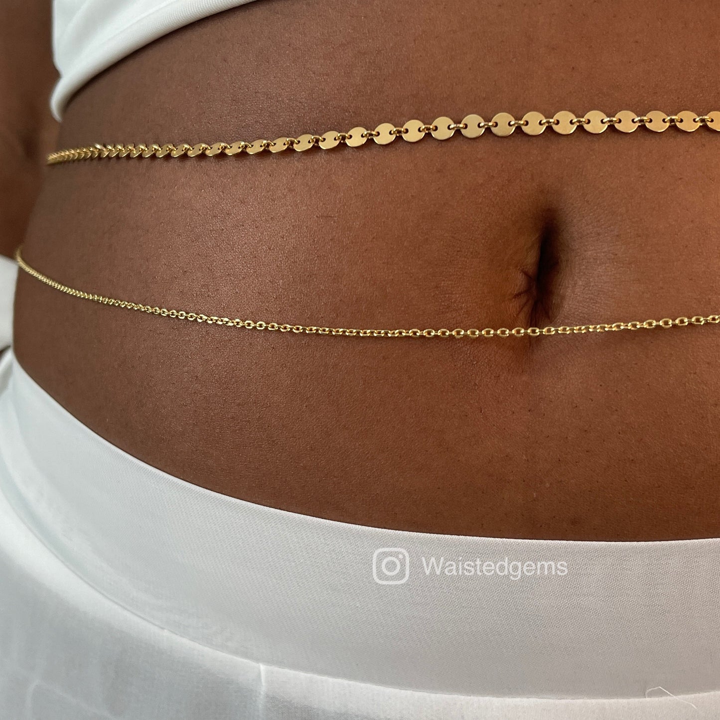 The 14k Solid Gold 2.2mm Diamond Cut Cable Waist Chain — Designer Collection