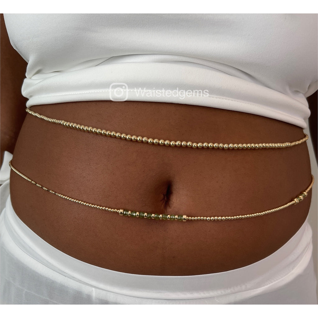 14k Gold Filled Waist Chain – Dainty Beaded Design