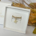 14k Gold Filled Initial Beaded Ring – Dainty Charm Stretch Band