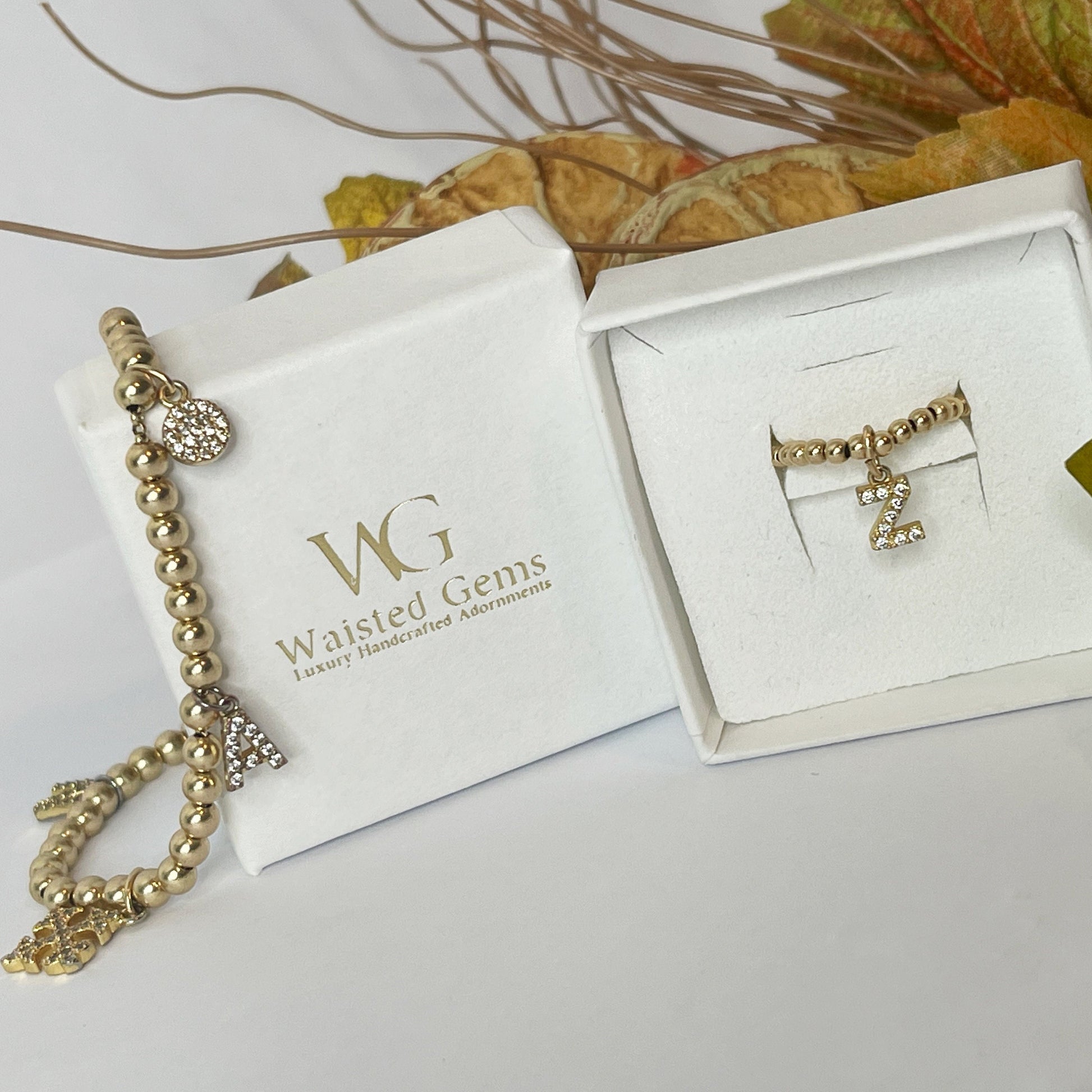 14k Solid Gold Initial Ring and bracelet set