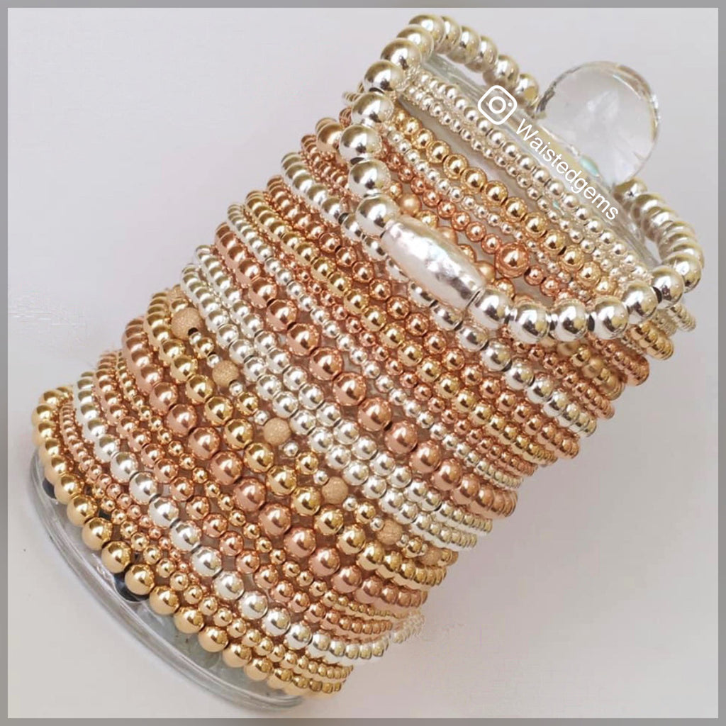 10k Gold Beaded Bracelet Set: