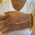 14k Gold Filled Hand Chain Bracelet – Disk Detail