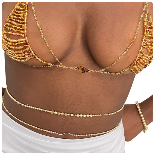 18k Solid Yellow Gold Waist Beads — Couture Body Jewelry