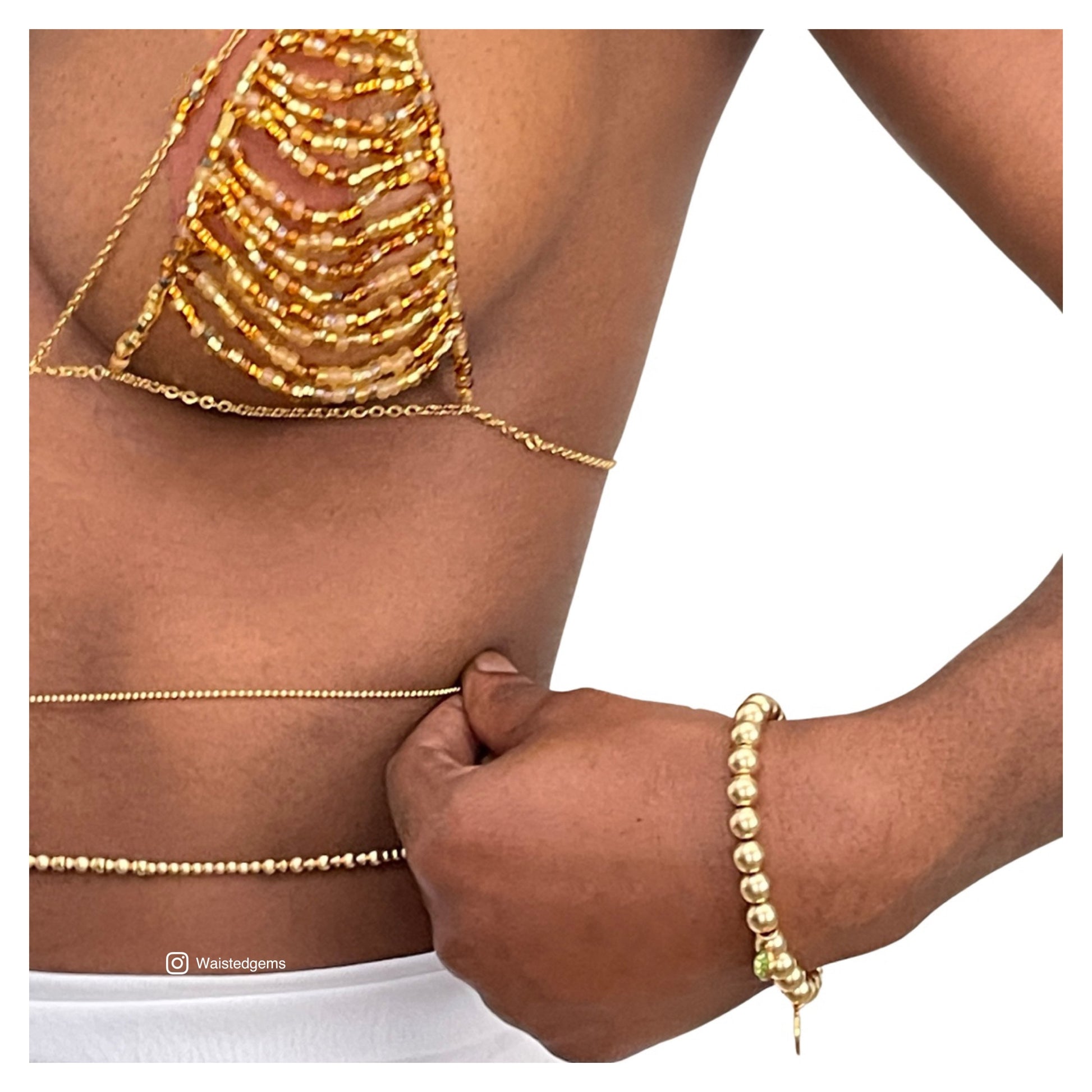 18k Solid Yellow Gold Waist Beads — Couture Body Jewelry