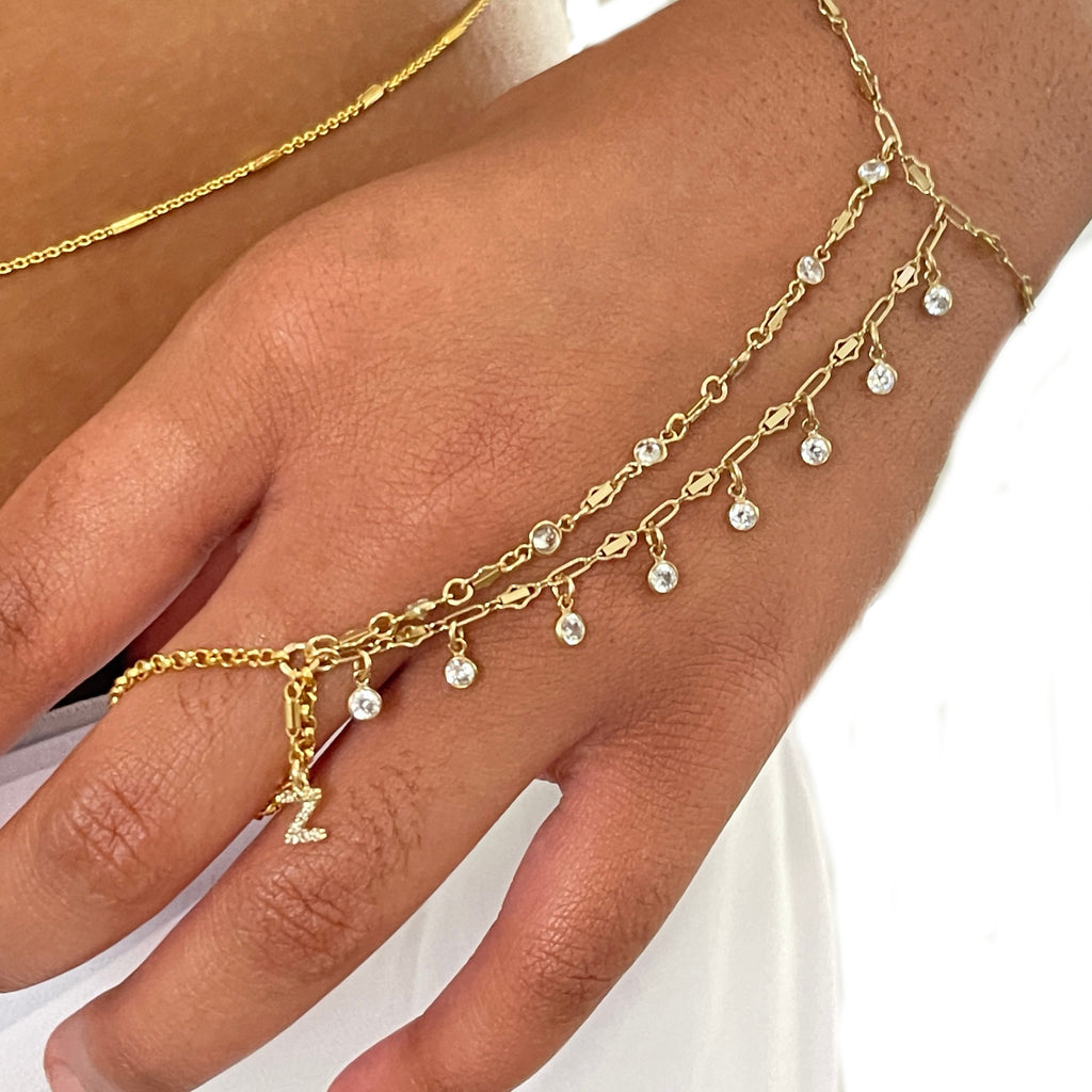 Gold Filled Hand Chain Bracelet worn