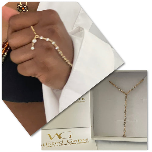14k Gold Filled White Topaz Hand Chain detail