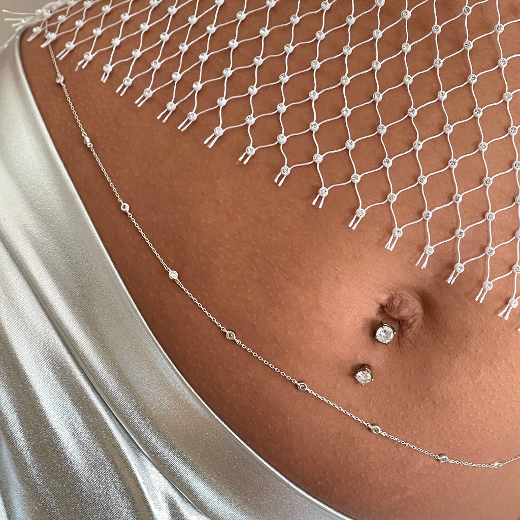 Sterling Silver Waist Chain – CZ Detail