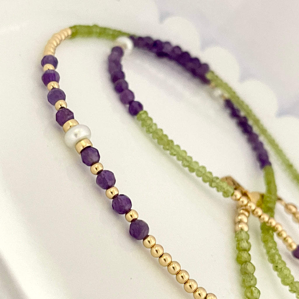 14k Gold Filled Waist Beads – Multi-Gemstone Accent