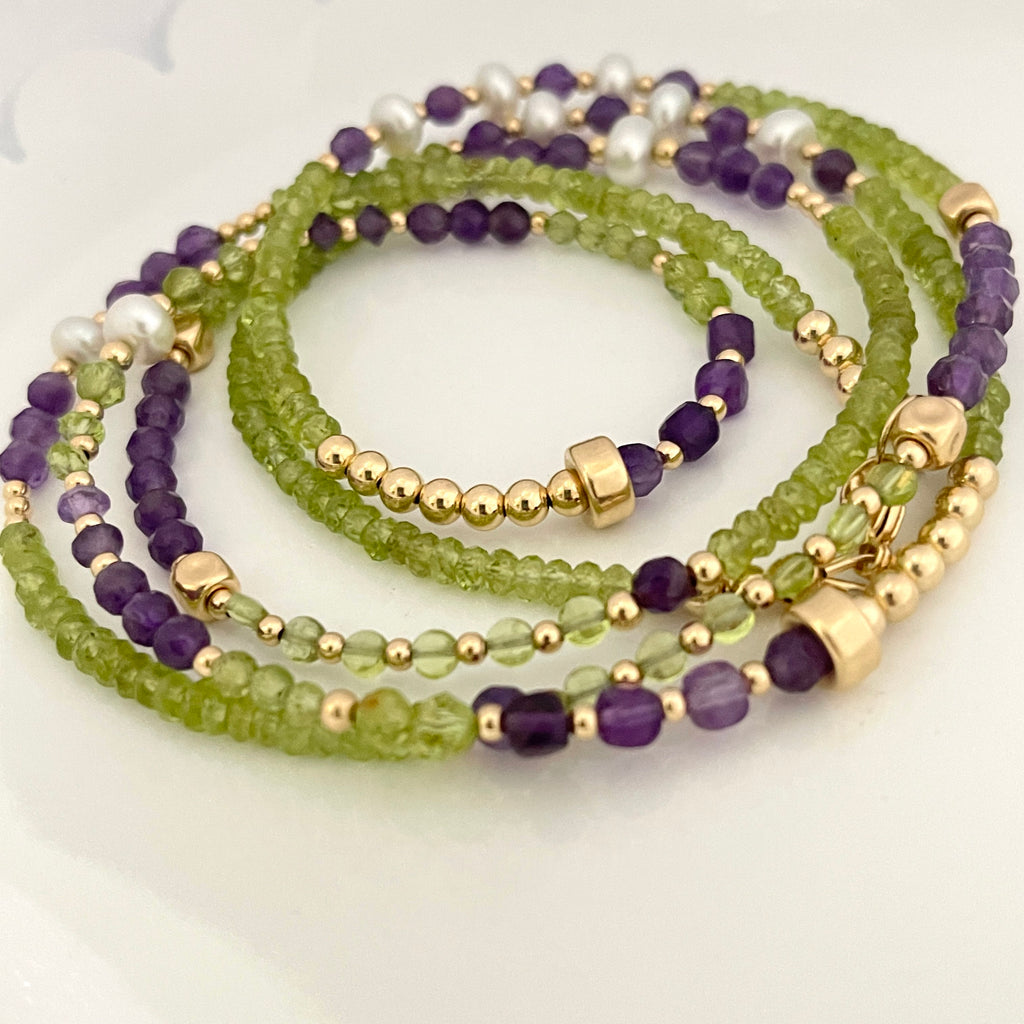 14k Gold Filled Waist Beads – Multi-Gemstone Accent