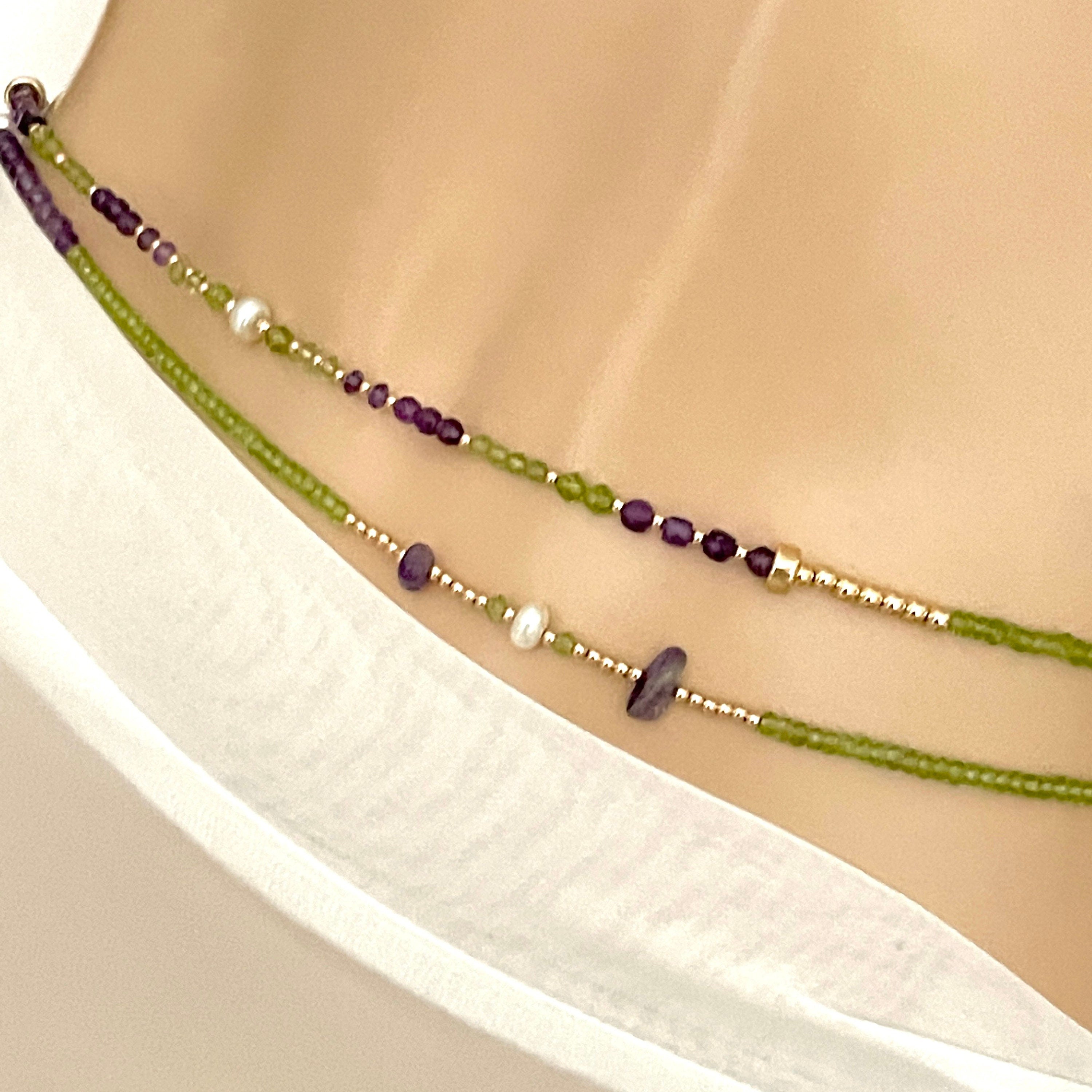 14k Gold Filled Waist Beads – Multi-Gemstone Accent