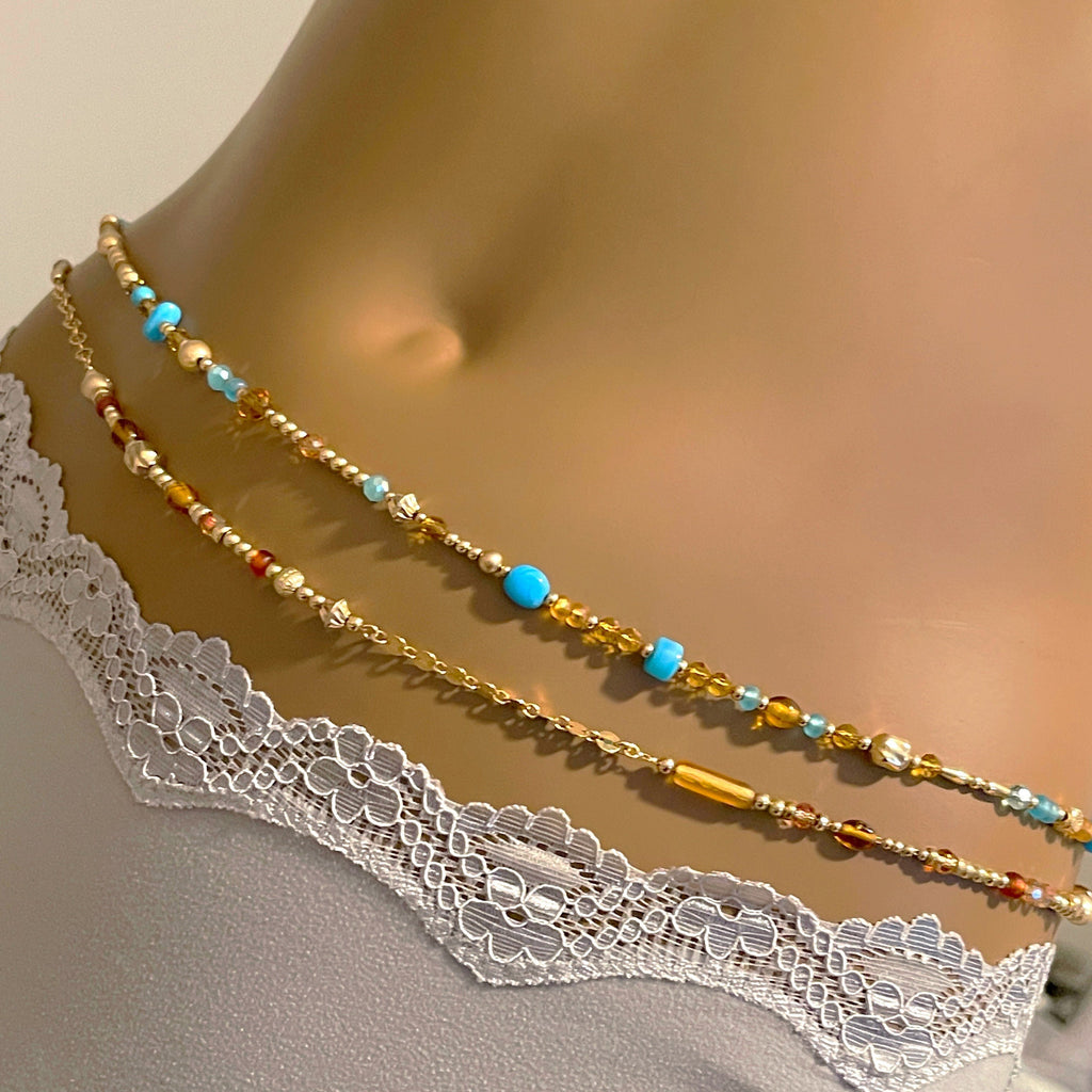 14k Gold Filled Waist Chain – Beaded Crystal Detail