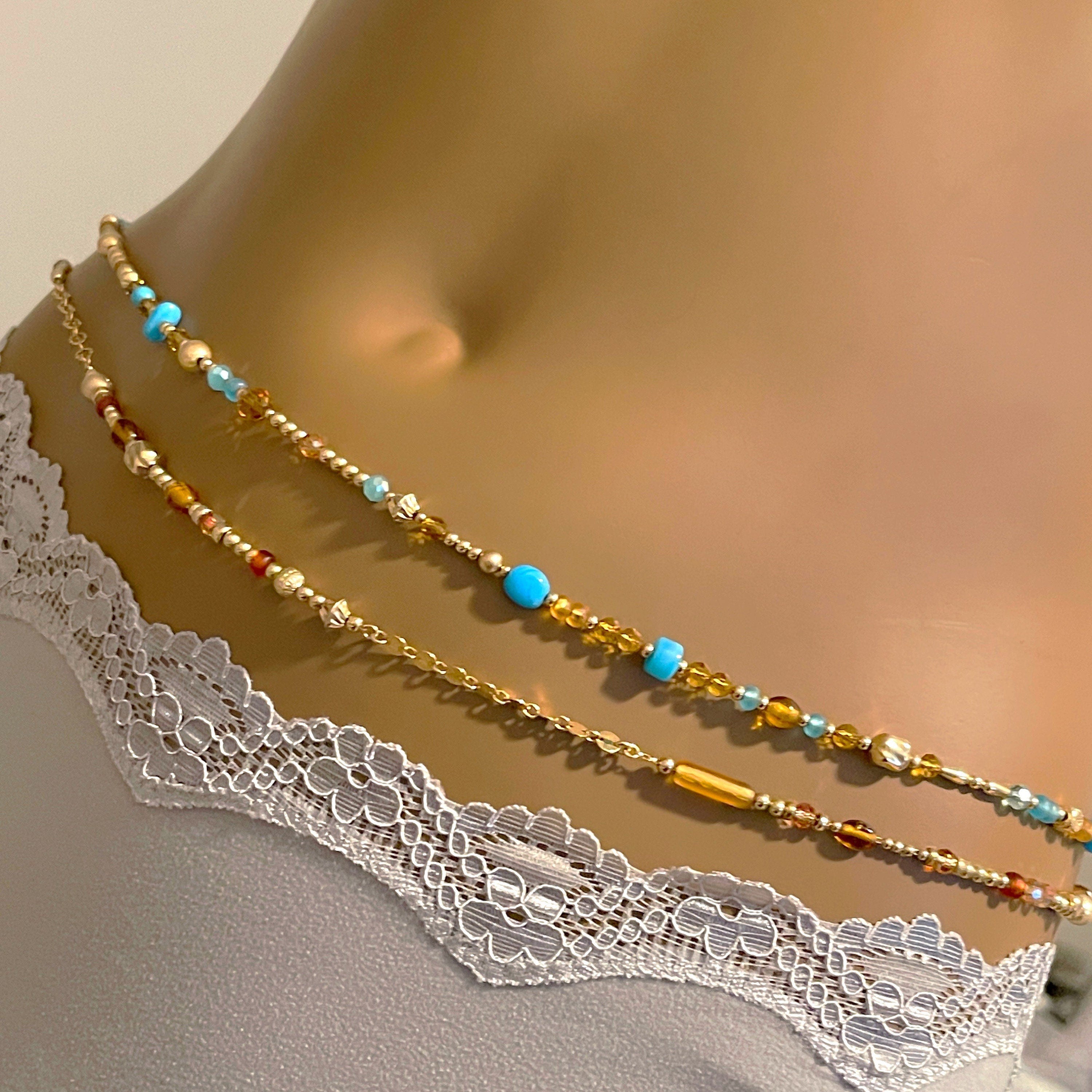 14k Gold Filled Waist Chain – Beaded Crystal Detail