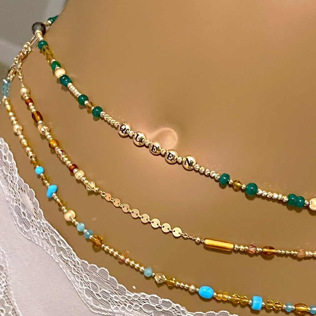 14k Gold Filled Waist Chain – Beaded Crystal Detail